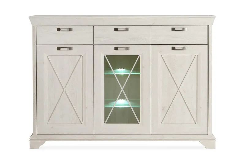 Hurlston Vitrineskab 178 cm, Hvid