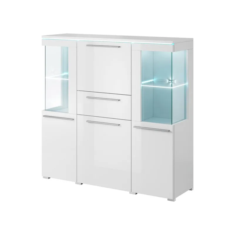 Vitrineskab India 3 døre 1 skuffe, Hvid