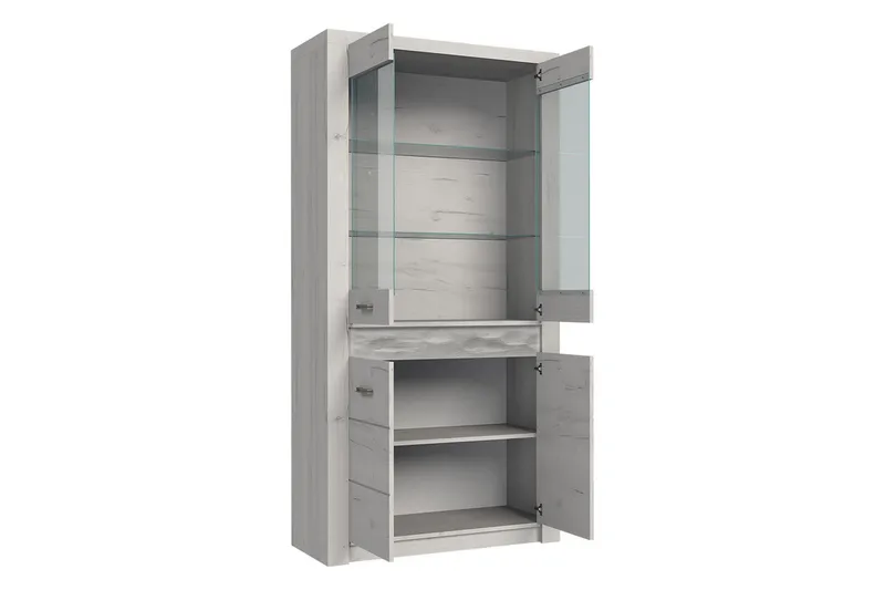 Indianapolis vitrineskab 96x42x192 cm - Brun - Opbevaring - Skab - Vitrineskabe