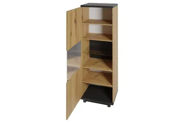 Ines Vitrineskab 40x51 cm LED-belysning - Eg/Sort - Opbevaring - Skab - Vitrineskabe