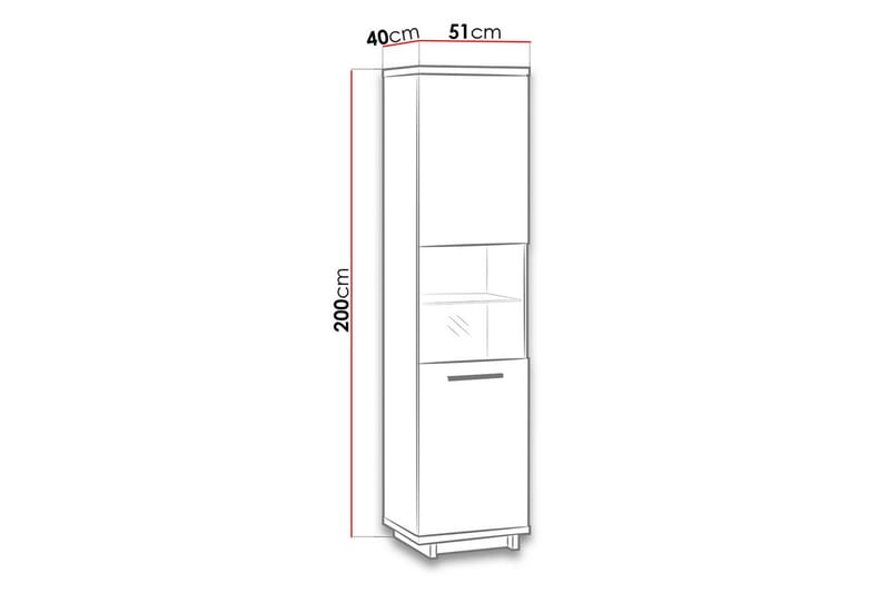 Ines Vitrineskab 40x51 cm LED-belysning - Eg/Sort - Opbevaring - Skab - Vitrineskabe