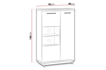 Ines Vitrineskab 40x90 cm - Eg/Sort - Opbevaring - Skab - Vitrineskabe