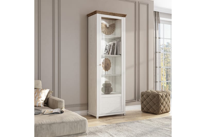 Ivreri Vitrineskab 42x71 cm - Hvid/Natur - Opbevaring - Skab - Vitrineskabe