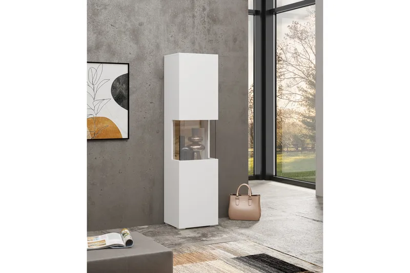 Jestine Vitrineskab 140 cm, Hvid