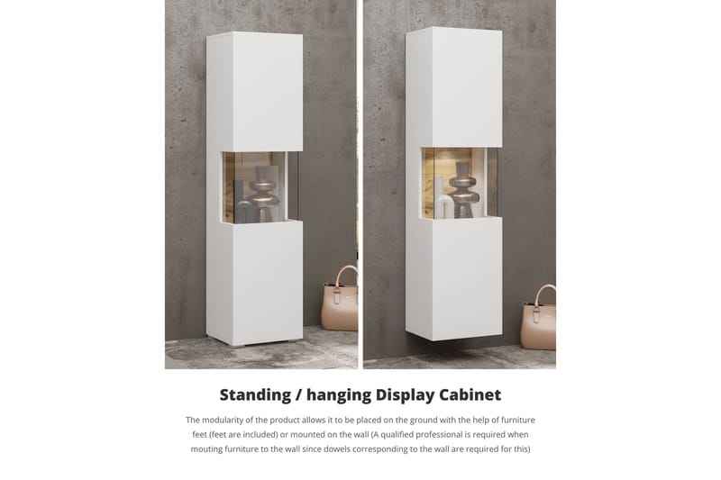 Jestine Vitrineskab 140 cm - Hvid - Opbevaring - Skab - Vitrineskabe