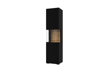 Jestine Vitrineskab 140 cm - Sort - Opbevaring - Skab - Vitrineskabe
