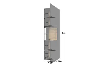 Jestine Vitrineskab 140 cm - Sort - Opbevaring - Skab - Vitrineskabe