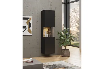Jestine Vitrineskab 140 cm - Sort - Opbevaring - Skab - Vitrineskabe