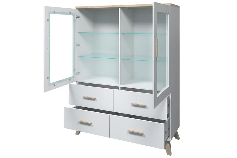 Kardos Vitrineskab 45x120 cm - Natur/Sort - Opbevaring - Skab - Vitrineskabe