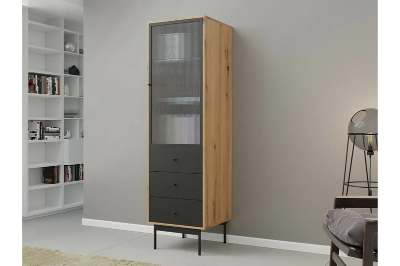 Kintore Vitrineskab 180 cm - Sort - Opbevaring - Skab - Vitrineskabe