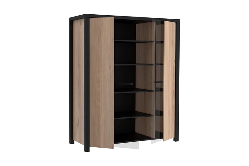 Konitsa Vitrineskab 52x130 cm - Brun/Sort - Opbevaring - Skab - Vitrineskabe