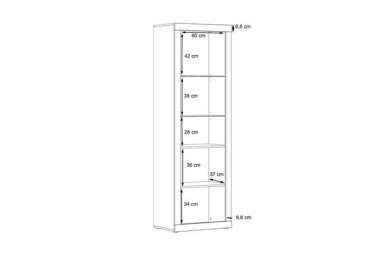 Kranea Vitrineskab 41x63 cm - Grå/Hvid - Opbevaring - Skab - Vitrineskabe