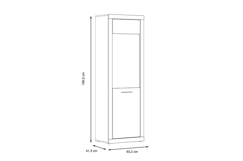 Kranea Vitrineskab 41x63 cm - Grå/Hvid - Vitrineskabe