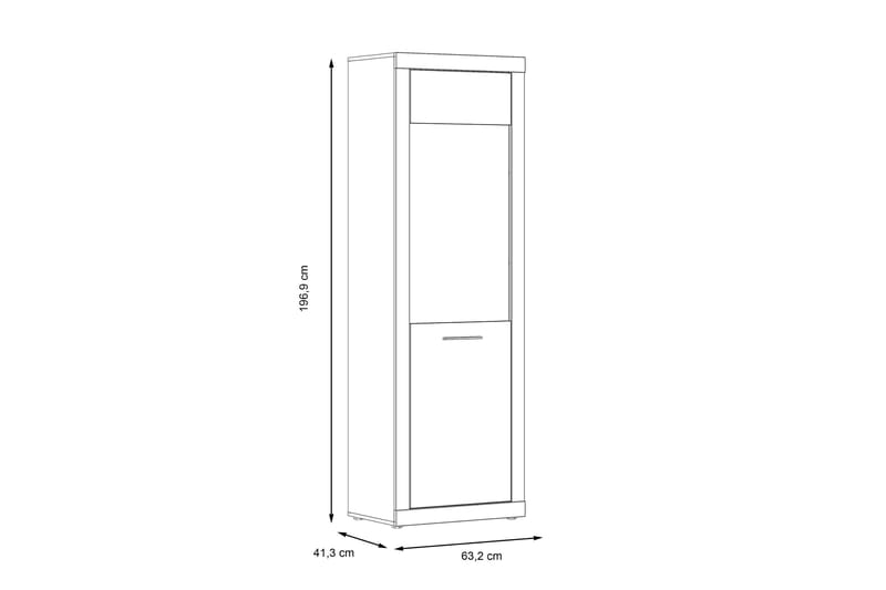 Kranea Vitrineskab 41x63 cm - Grå/Hvid - Opbevaring - Skab - Vitrineskabe