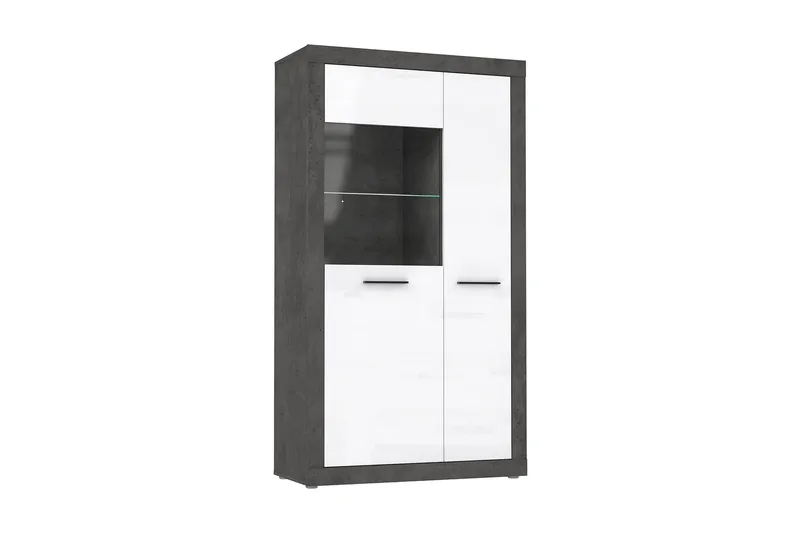 Kranea Vitrineskab 41x93 cm, Grå/Hvid