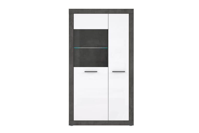 Kranea Vitrineskab 41x93 cm - Grå/Hvid - Opbevaring - Skab - Vitrineskabe