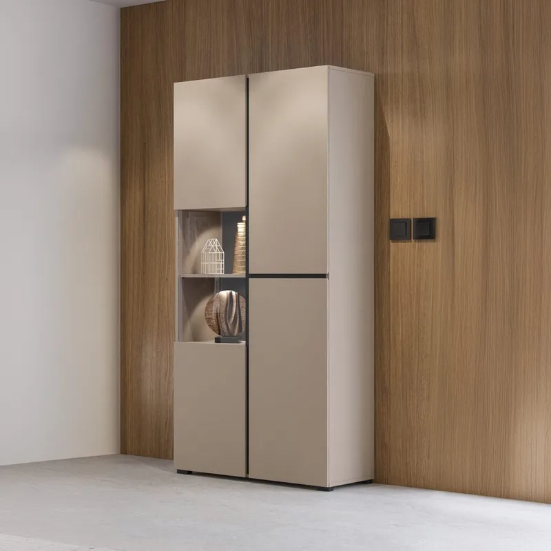 Vitrineskab Kryds 3 Døre - Congo - Sort - Opbevaring - Skab - Vitrineskabe