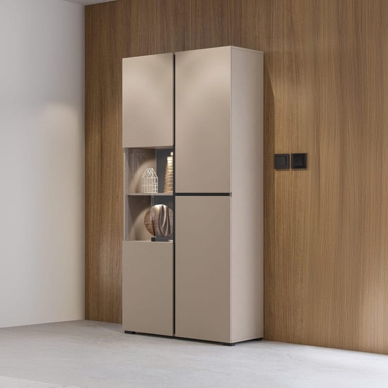 Vitrineskab Kryds 3 Døre - Congo - Sort - Opbevaring - Skab - Vitrineskabe