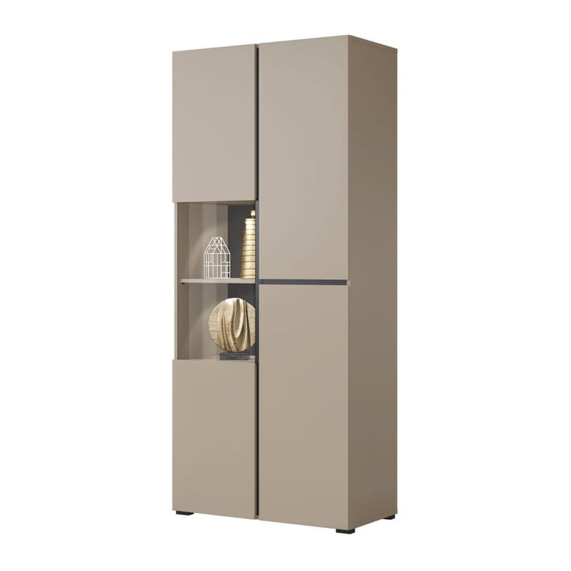 Vitrineskab Kryds 3 Døre - Congo - Sort - Opbevaring - Skab - Vitrineskabe