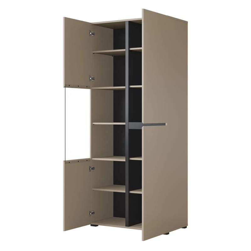 Vitrineskab Kryds 3 Døre - Congo - Sort - Opbevaring - Skab - Vitrineskabe