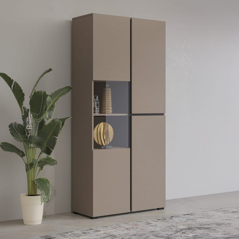 Vitrineskab Kryds 3 Døre - Congo - Sort - Opbevaring - Skab - Vitrineskabe