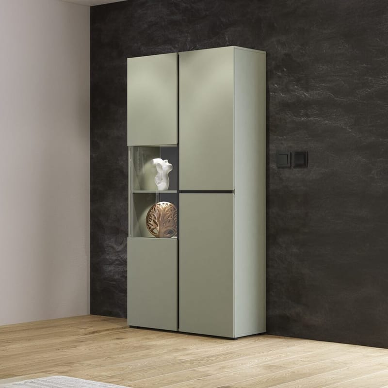 Vitrineskab Kryds 3 Døre - Grøn - Sort - Opbevaring - Skab - Vitrineskabe