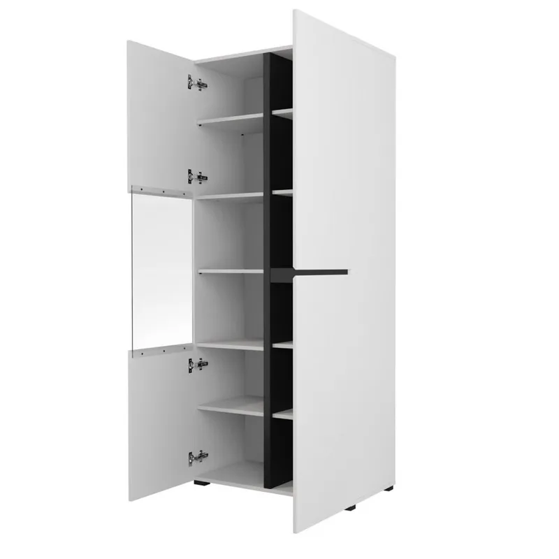 Vitrineskab Kryds 3 Døre - Hvid - Sort - Opbevaring - Skab - Vitrineskabe
