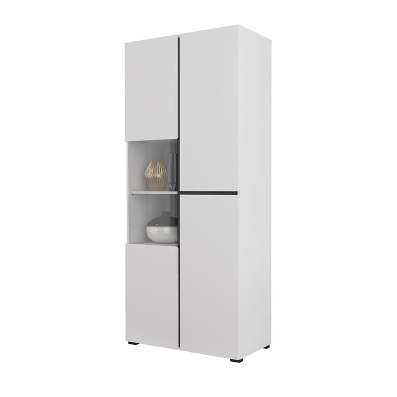 Vitrineskab Kryds 3 Døre - Hvid - Sort - Opbevaring - Skab - Vitrineskabe