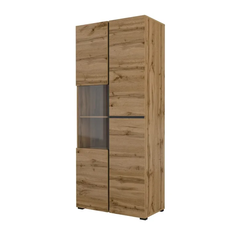 Vitrineskab Kryds 3 Døre, Wotan Eg - Sort