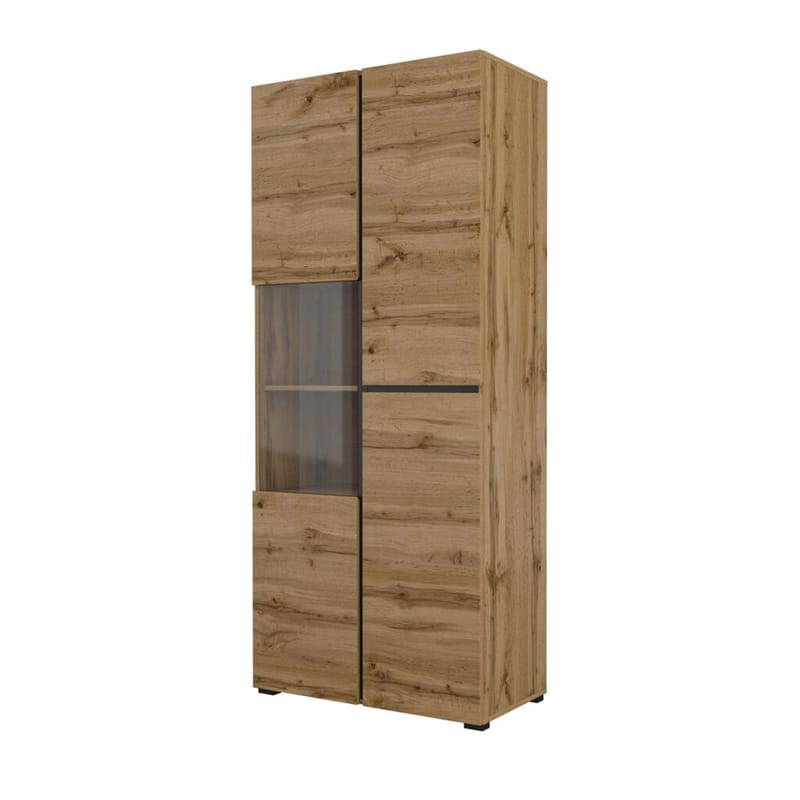 Vitrineskab Kryds 3 Døre - Wotan Eg - Sort - Opbevaring - Skab - Vitrineskabe
