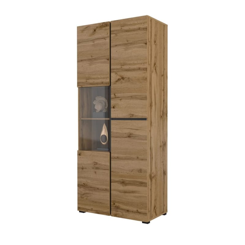 Vitrineskab Kryds 3 Døre - Wotan Eg - Sort - Opbevaring - Skab - Vitrineskabe