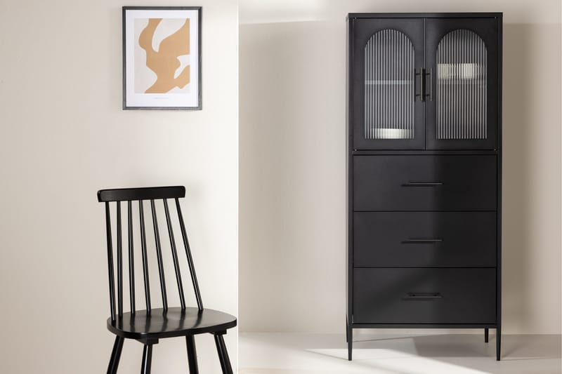 La Paz Vitrineskab 70x160 cm Sort - Opbevaring - Skab - Vitrineskabe