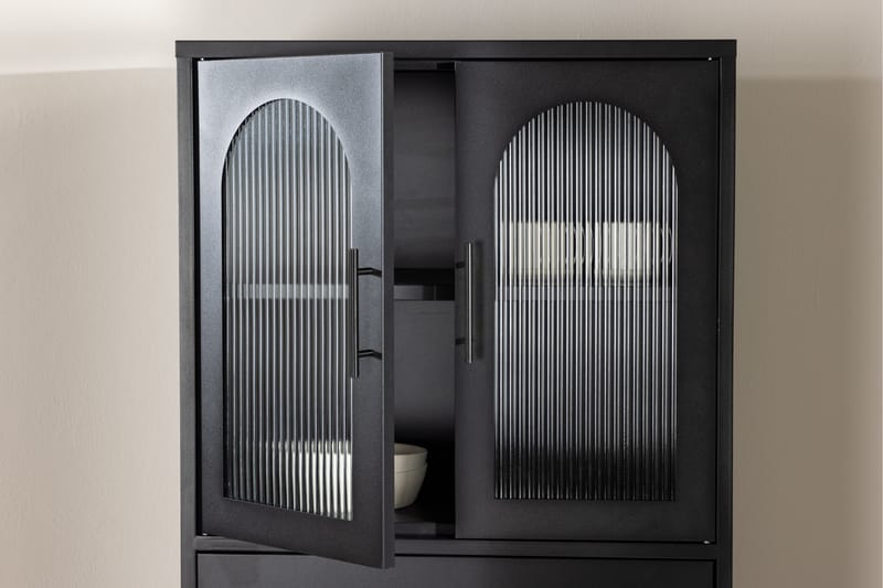 La Paz Vitrineskab 70x160 cm - Sort - Opbevaring - Skab - Vitrineskabe