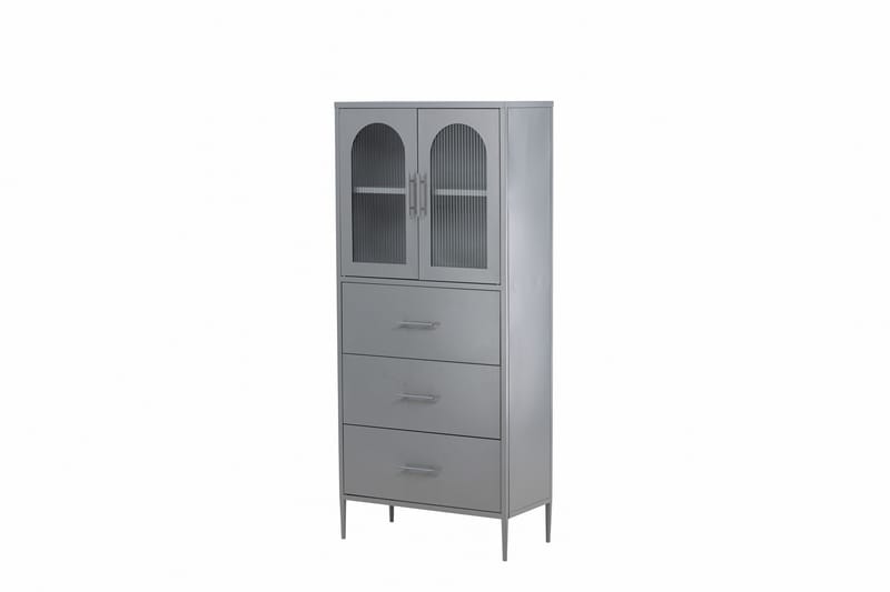 La Paz Vitrineskab 70x160 cm - Lysegrå - Opbevaring - Skab - Vitrineskabe