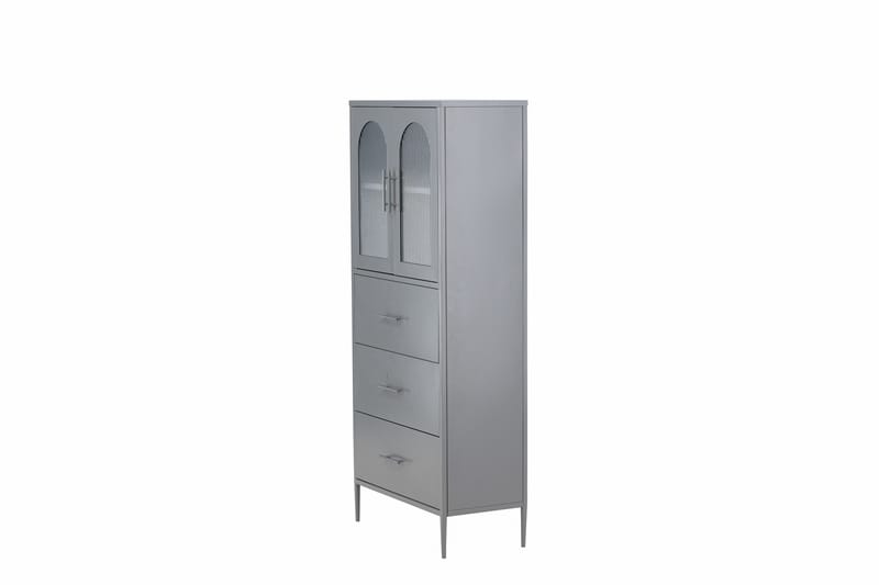 La Paz Vitrineskab 70x160 cm - Lysegrå - Opbevaring - Skab - Vitrineskabe