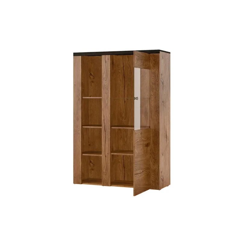 Vitrineskab Larona 1 dør - Lefkas eg, 145 cm - Opbevaring - Skab - Vitrineskabe