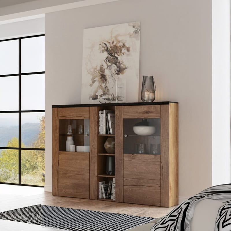 Vitrineskab Larona 2 døre - Lefkas eg - Opbevaring - Skab - Vitrineskabe