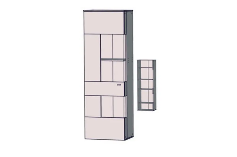 Lianne Vitrineskab inkl Belysning, Eg/Grå