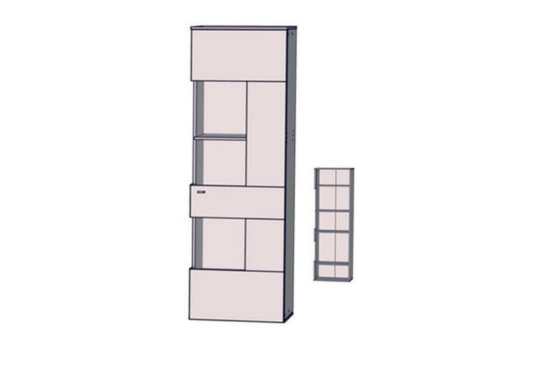 Lianne Vitrineskab inkl Belysning - Eg/Grå - Opbevaring - Skab - Vitrineskabe