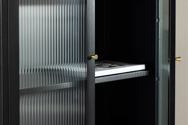 Lima Vitrineskab 80x180 cm - Sort - Opbevaring - Skab - Vitrineskabe