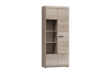 Link Vitrineskab 80 cm i Træ med Glasdør - Beige|Grå - Opbevaring - Skab - Vitrineskabe