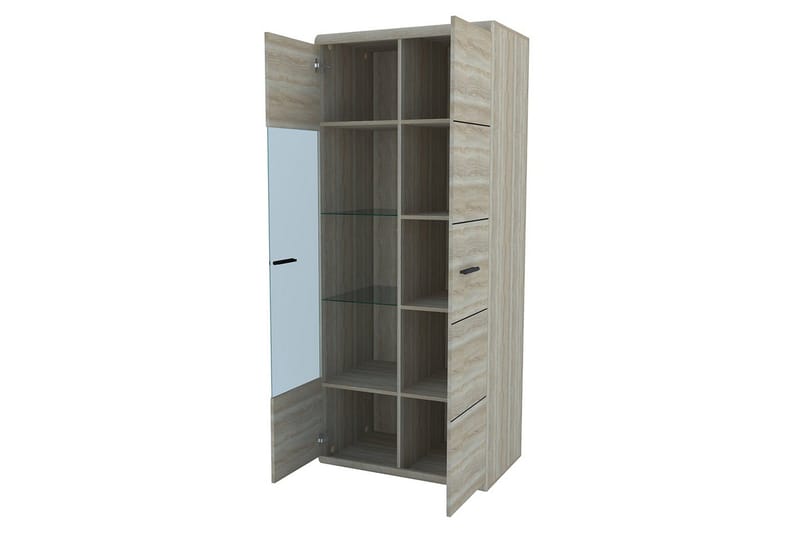 Link Vitrineskab 80x37x194 cm - Beige / Grå - Opbevaring - Skab - Vitrineskabe