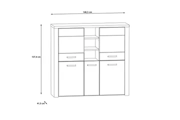 Loannia Vitrineskab 41x146 cm - Brun - Opbevaring - Skab - Vitrineskabe