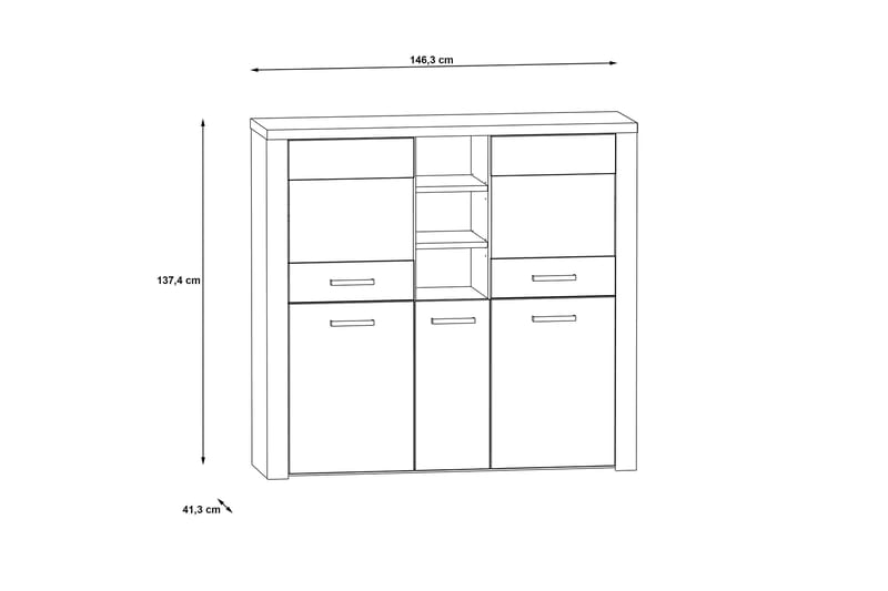 Loannia Vitrineskab 41x146 cm - Brun - Opbevaring - Skab - Vitrineskabe