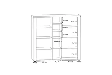 Loannia Vitrineskab 41x146 cm - Brun - Opbevaring - Skab - Vitrineskabe