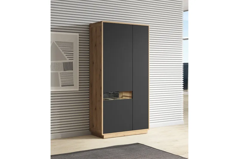 Louetta vitrineskab 92x181 cm - Flerfarvet - Opbevaring - Skab - Vitrineskabe