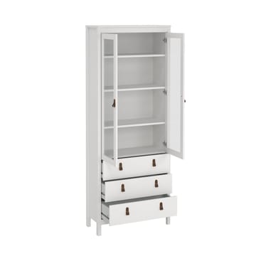 Vitrineskab Madrid med 2 glasdøre 3 skuffer 78x199 cm - Opbevaring - Skab - Vitrineskabe