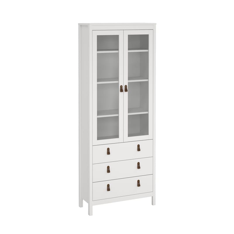 Vitrineskab Madrid med 2 glasdøre 3 skuffer 78x199 cm - Opbevaring - Skab - Vitrineskabe