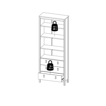 Vitrineskab Madrid med 2 glasdøre 3 skuffer 78x199 cm - Opbevaring - Skab - Vitrineskabe