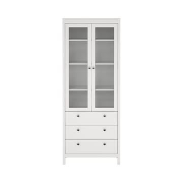 Vitrineskab Madrid med 2 glasdøre 3 skuffer 78x199 cm - Opbevaring - Skab - Vitrineskabe